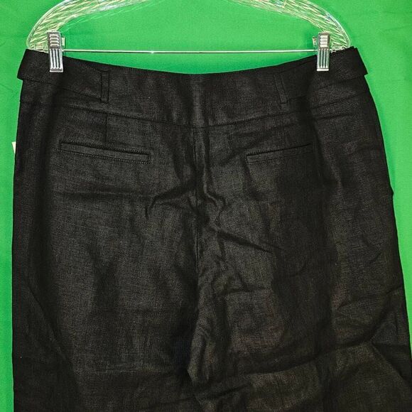 NWT Talbots Womens Black Pure‎ Irish Linen Wide Leg Crop Pants 14 - Picture 4 of 6